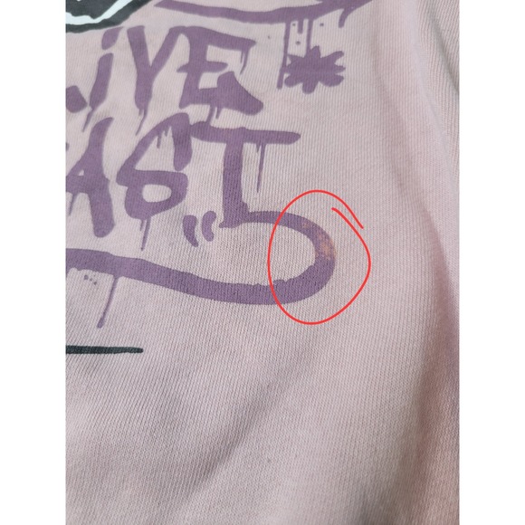 Juniors Snoopy Sweatshirt Live Fast Graphic Print Pink Pullover Top Medium‎ - Picture 5 of 7